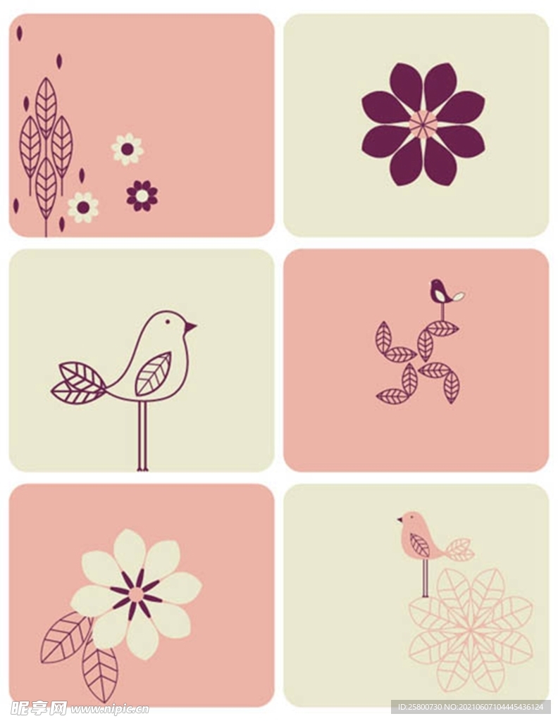 小鸟与花朵插画