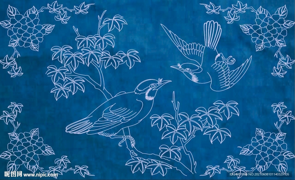 古典花鸟装饰画底纹背景