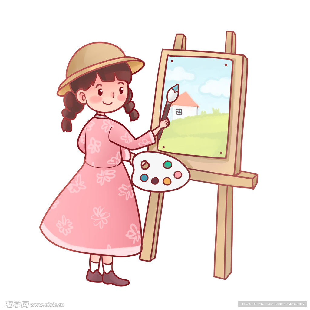画画美术培训小女孩
