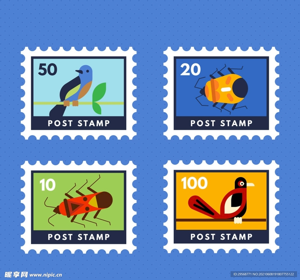 鸟和昆虫邮票
