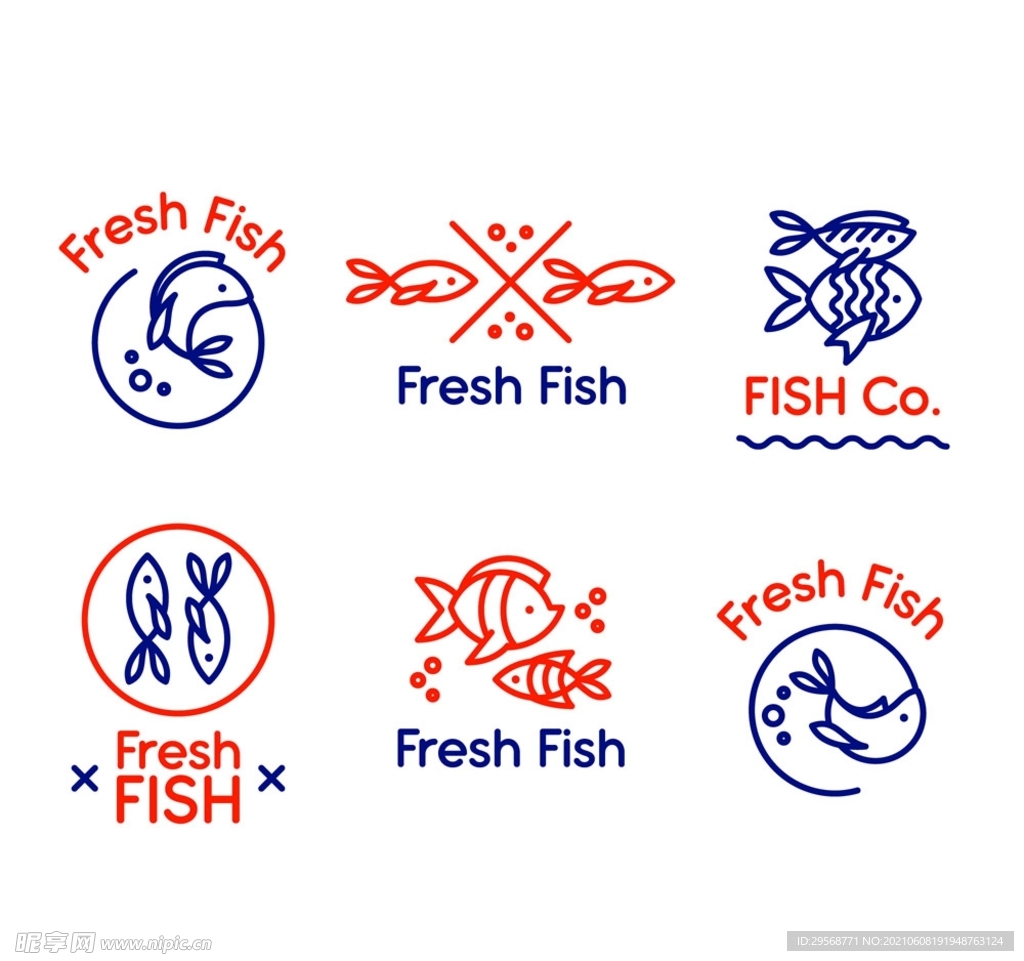 手绘新鲜鱼标志