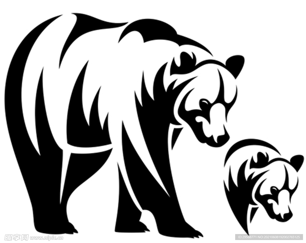 黑白熊头图案