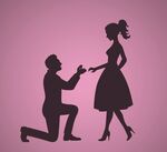 求婚男女剪影