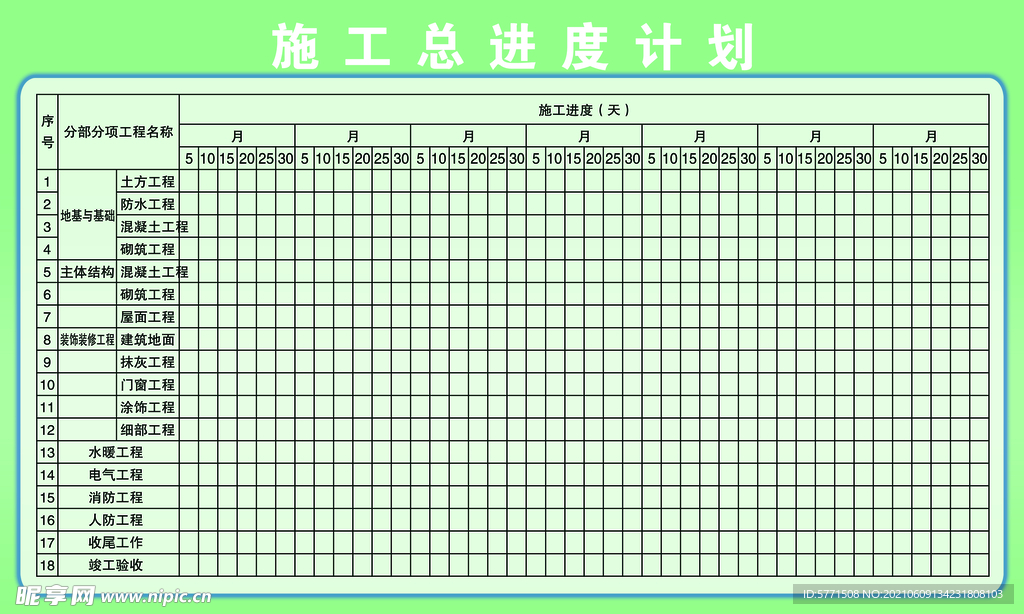 施工总进度计划表