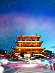 长沙杜甫江阁夜景图