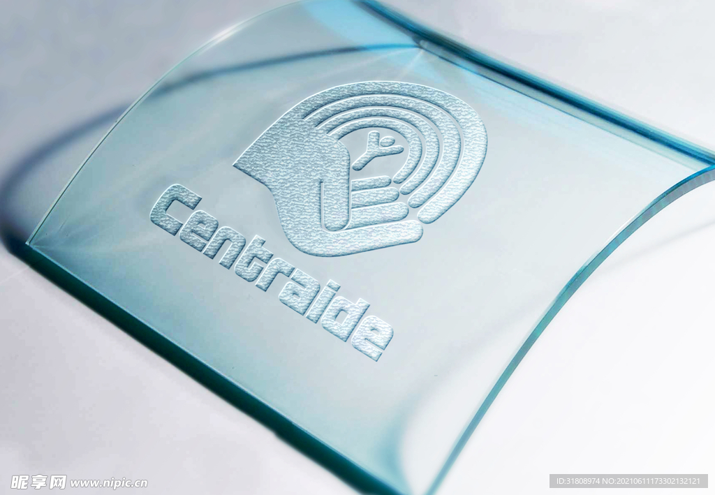 玻璃上logo凹凸样机展示