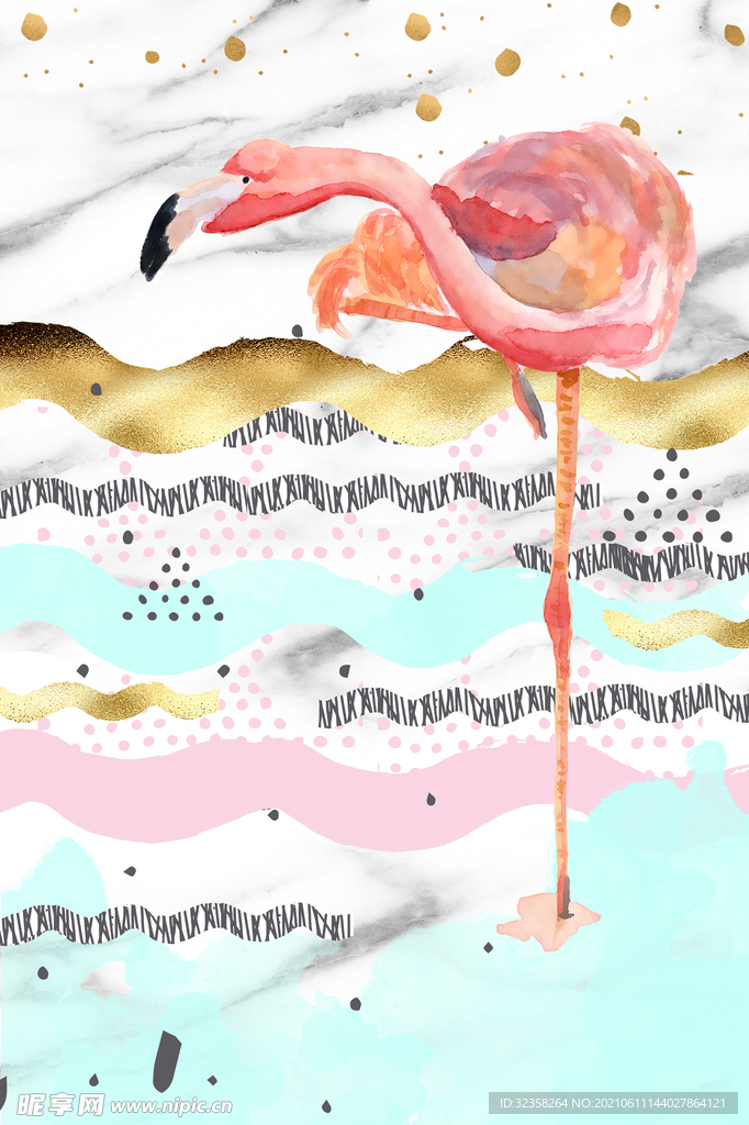 火烈鸟插画