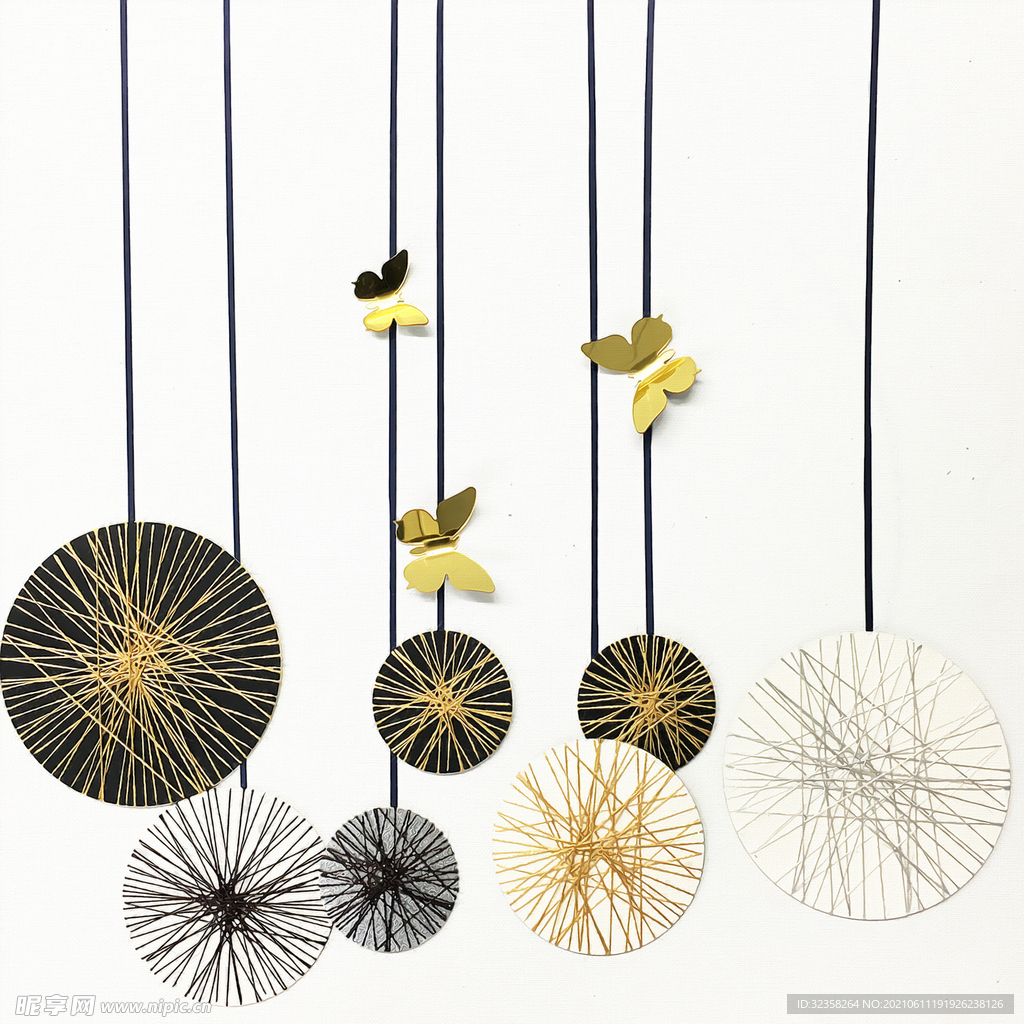 抽象几何金箔蝴蝶