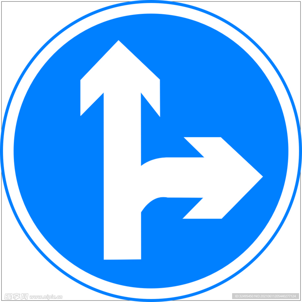 直行和右转车道标志图片