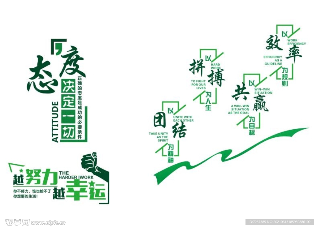形象墙态度决定一切越努力团结