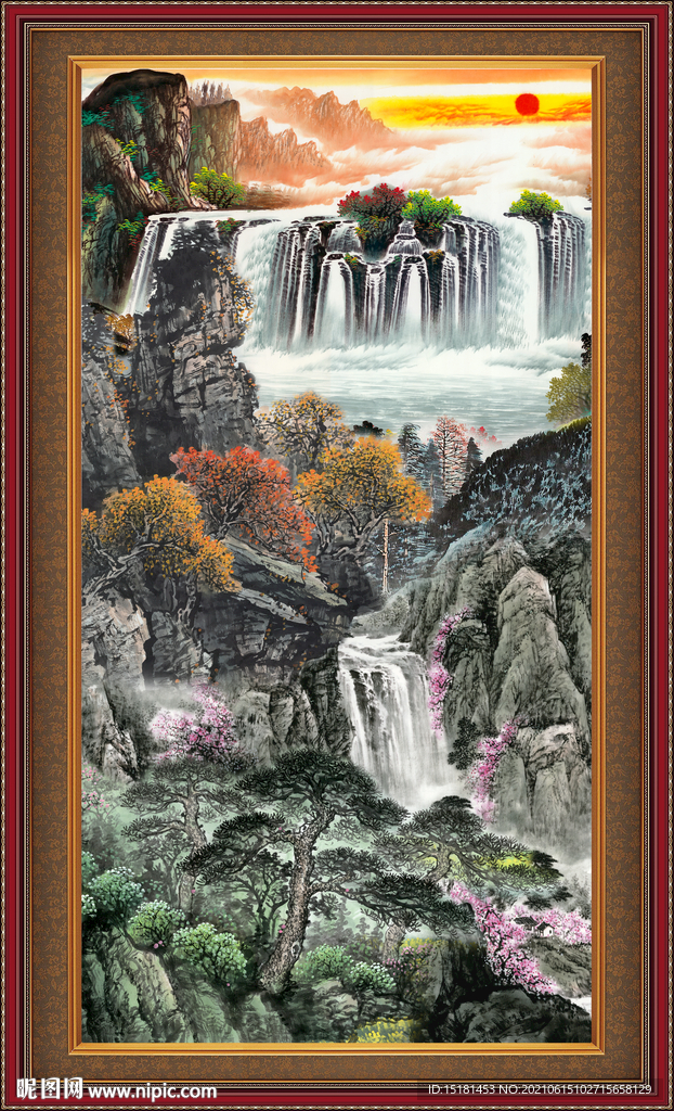竖幅山水画 