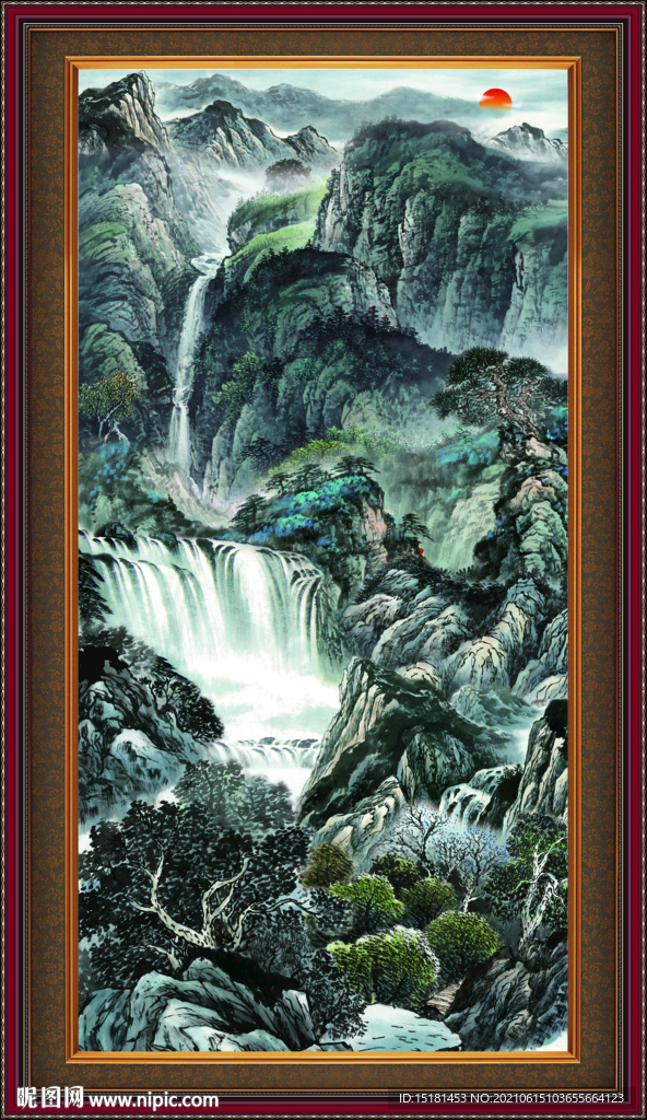 竖幅山水画 