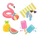 彩色夏季度假物品