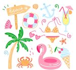 手绘夏季度假物品