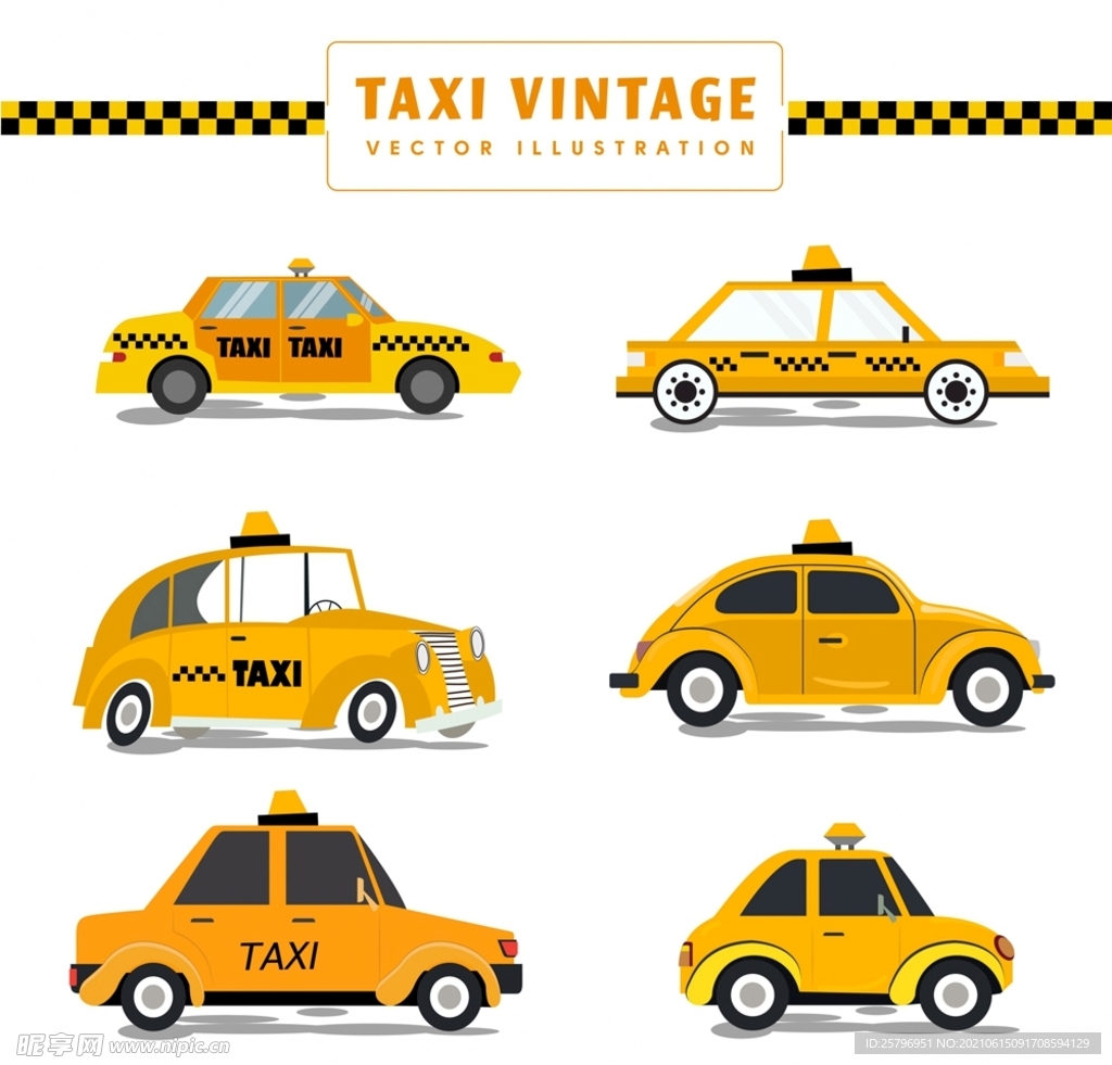 黄色复古出租车