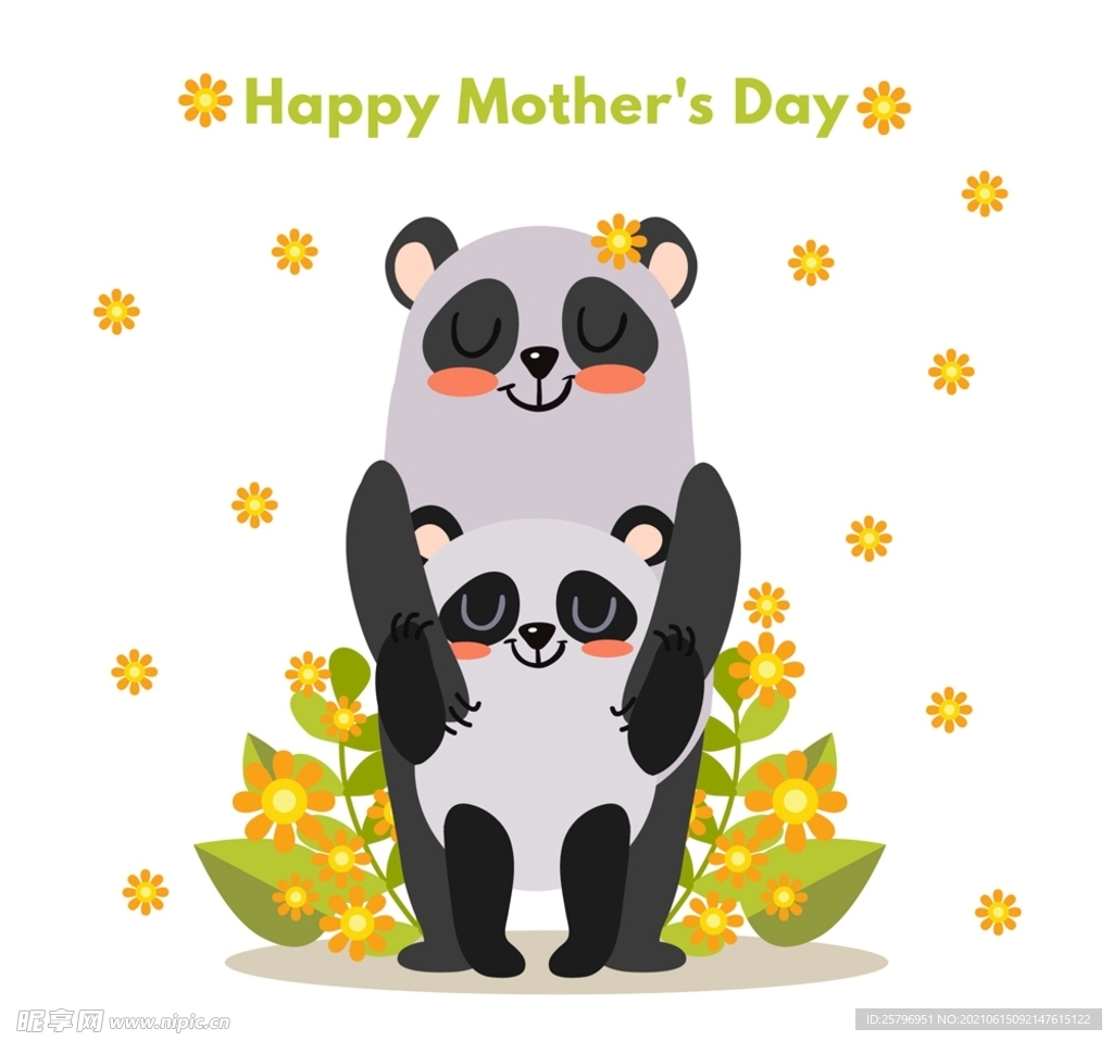 母亲节熊猫母子