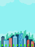 简约绿色城市建筑海报背景