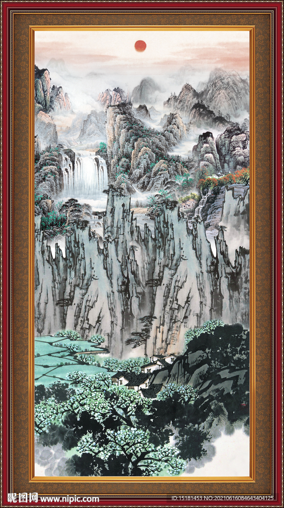 国画瀑布 