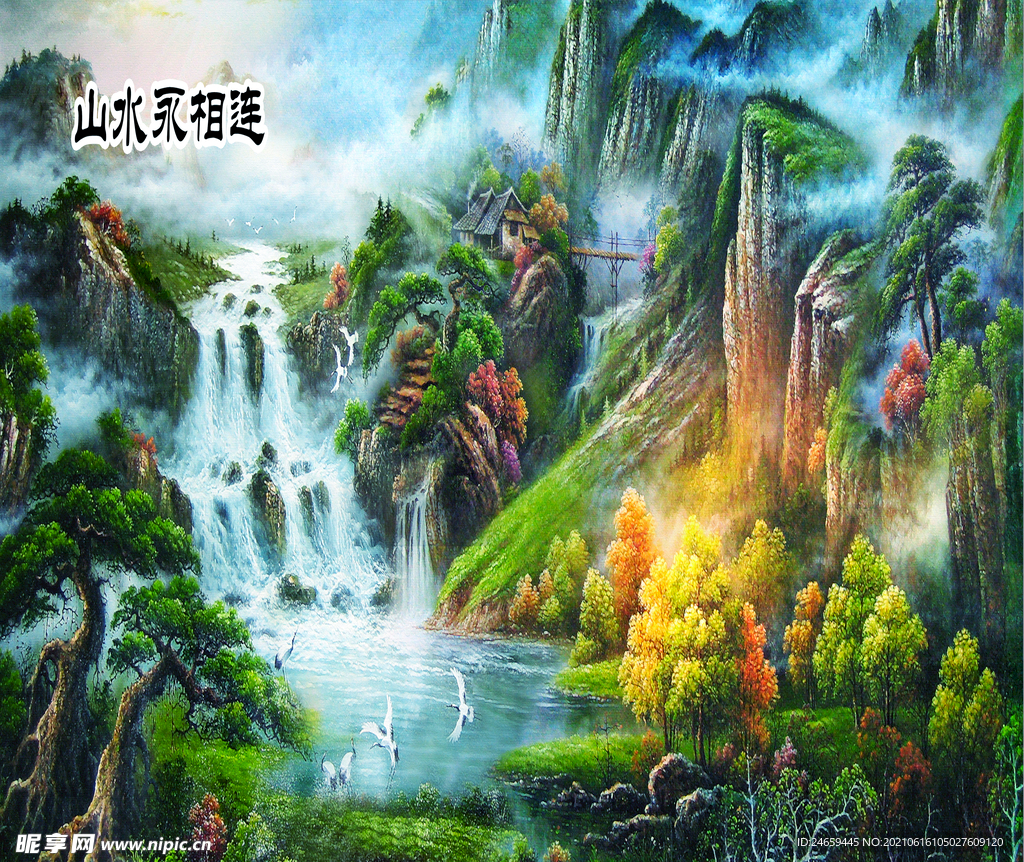3D背景墙 5D背景 5D荷花