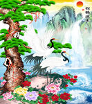 3D背景墙 5D背景 5D荷花