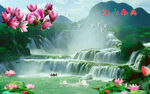 3D背景墙 5D背景 5D荷花