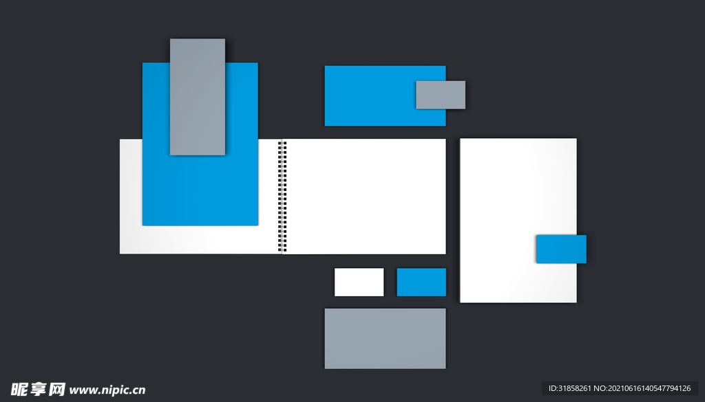 简约蓝白的品牌VI样机贴图