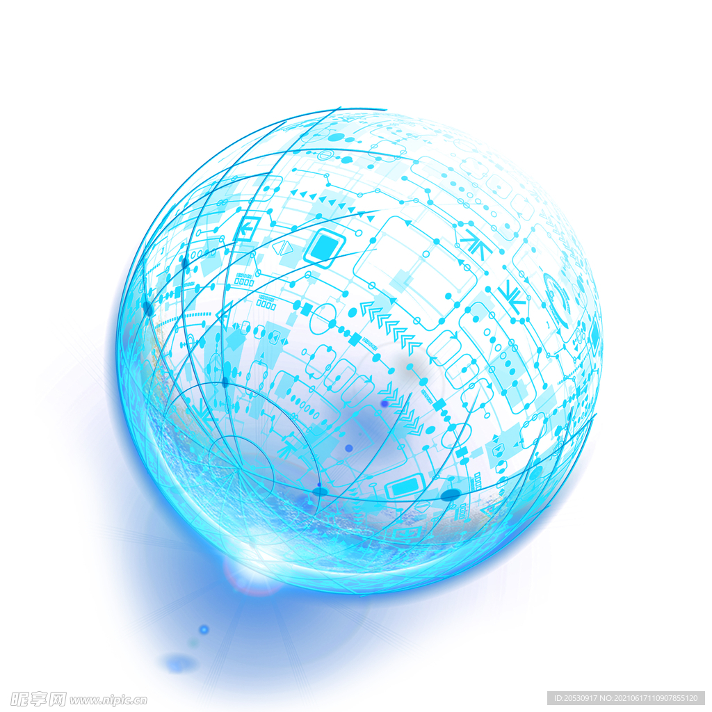 蓝色科技交互线条球体插画