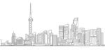 线描城市建筑元素