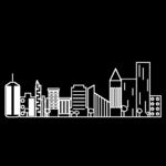 线条风城市建筑风景线元素