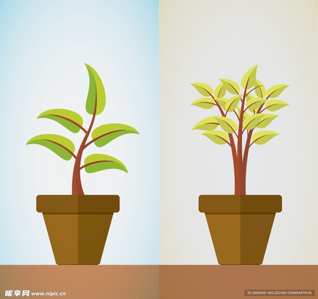 绿色盆栽植物矢量