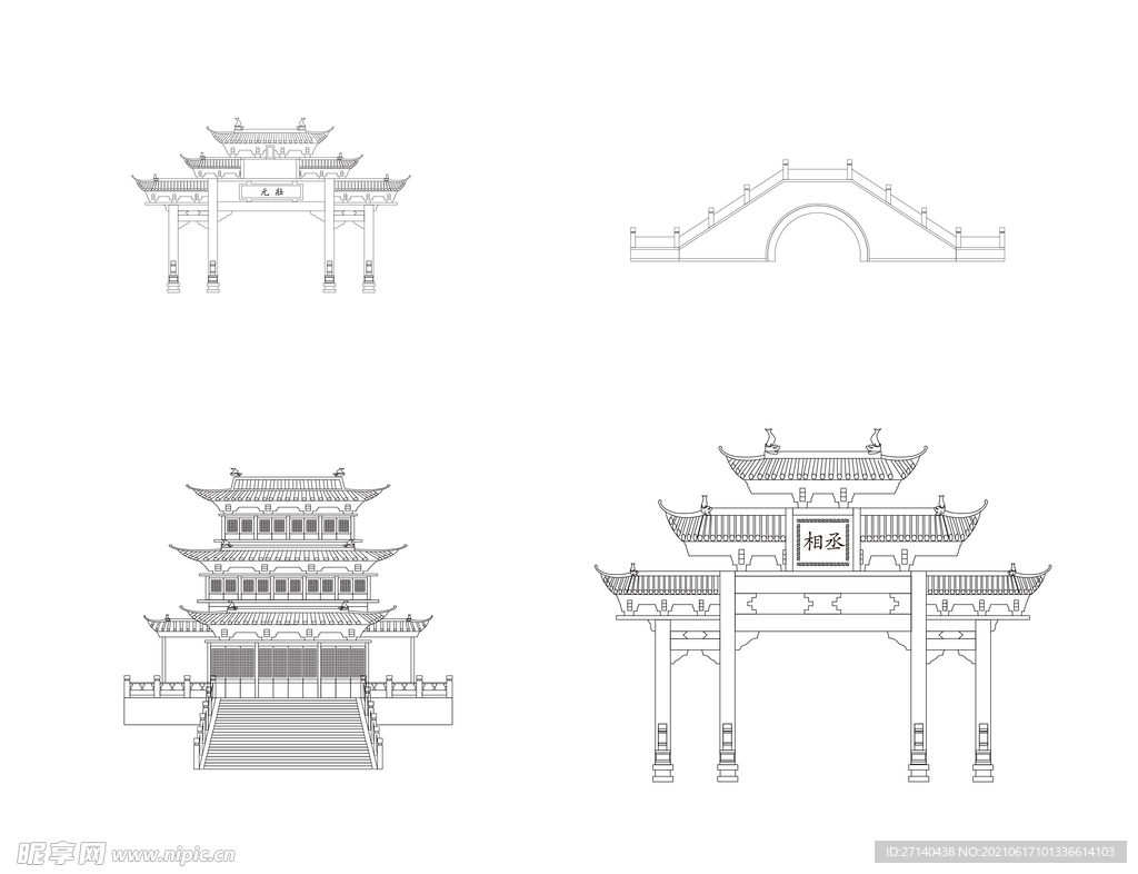 桐乡古建筑线稿