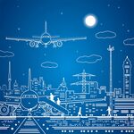 飞机与城市插画