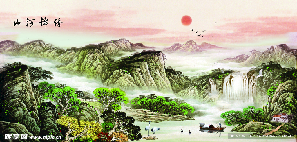 3D背景墙 5D背景 5D荷花