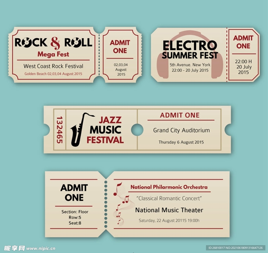 音乐会门票矢量