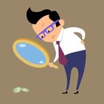 放大镜与商务人物