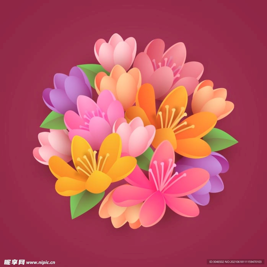 手绘矢量花朵花卉