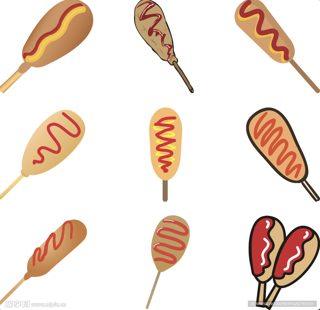 矢量火腿热狗