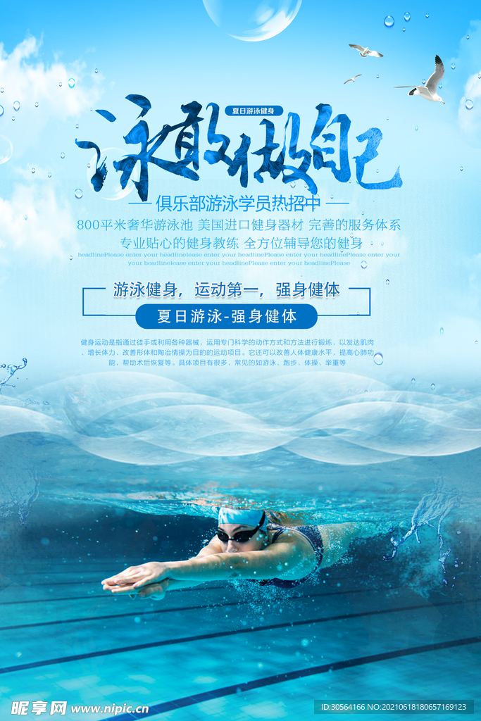 游泳培训活动宣传海报素材