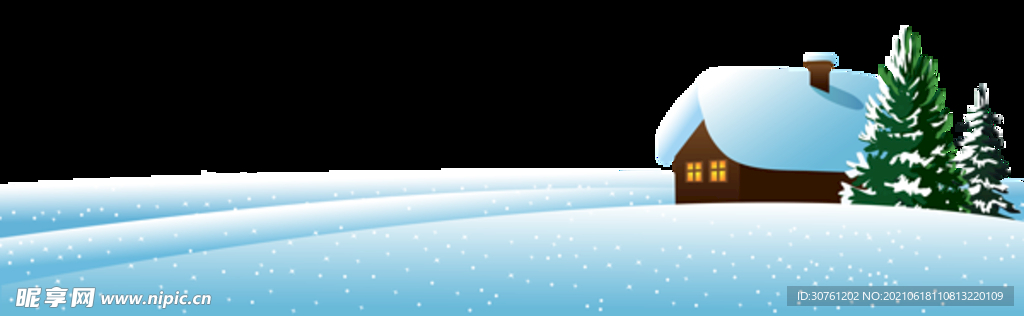 圣诞树雪景树林房子