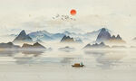 中国风山水画海报