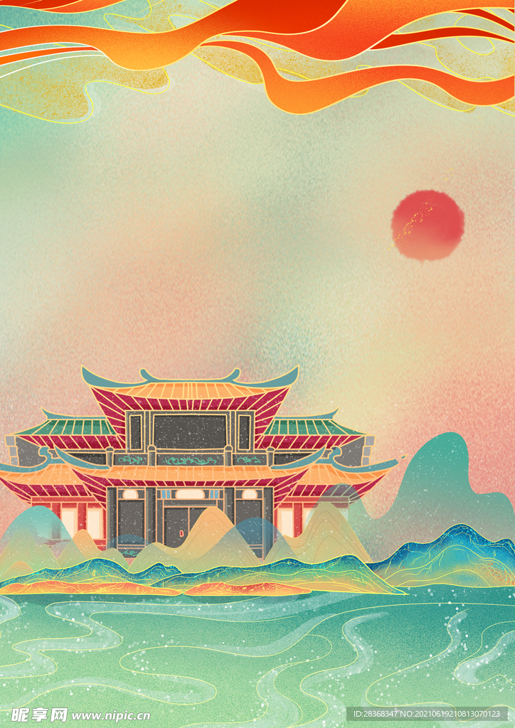 国潮风背景 