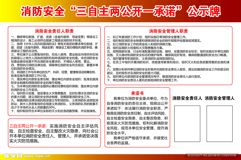 企业消防安全公示牌