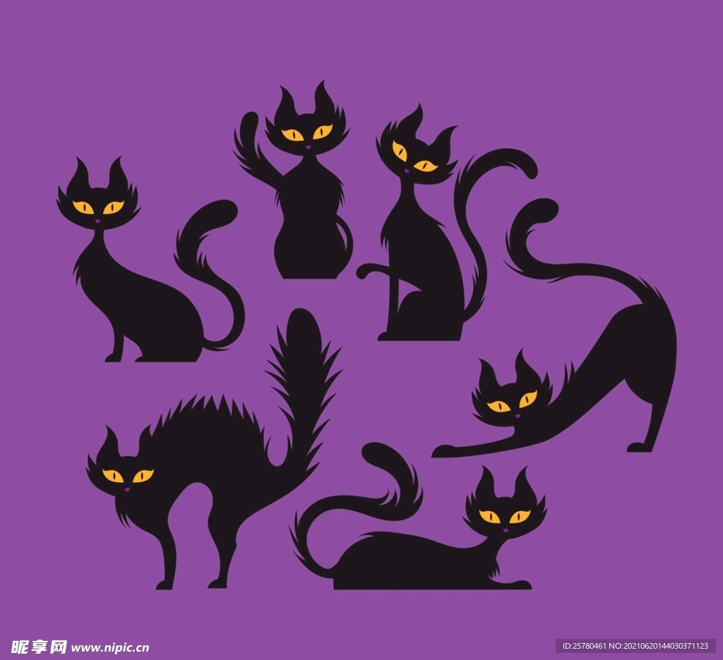 万圣节黑猫角色设计设计模板素材_ID:408612770-Veer图库