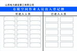 有限空间作业人员出入登记牌