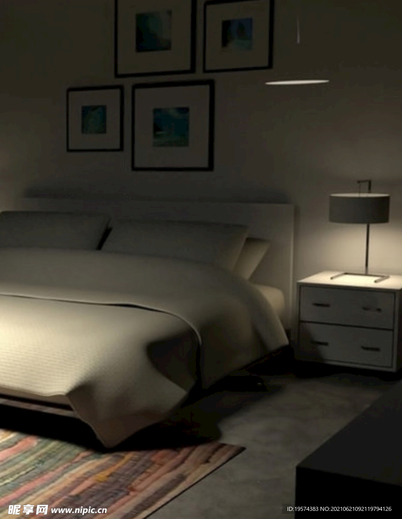 C4D模型卧室房间装饰装潢
