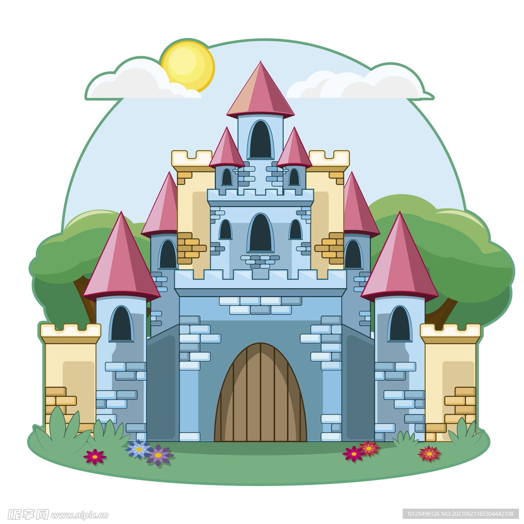 卡通城堡插画