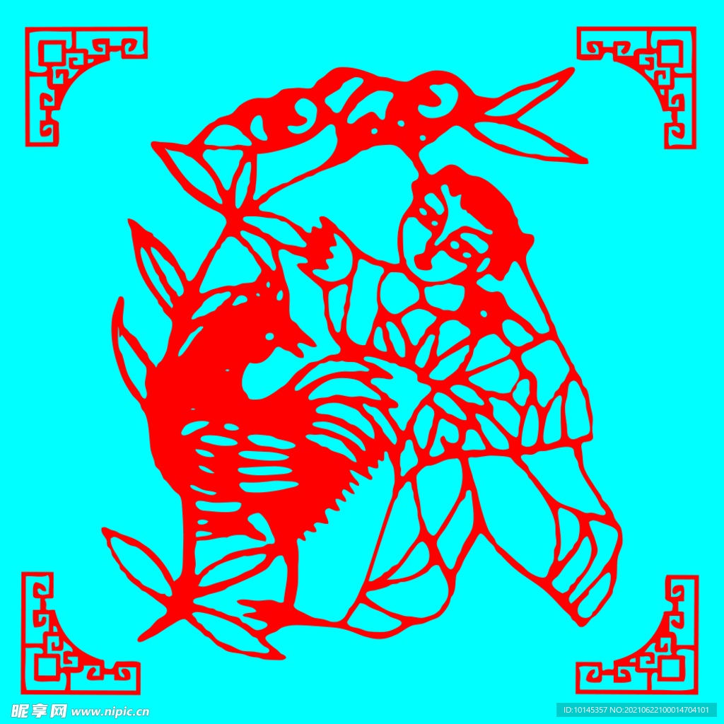 逗鸡剪纸