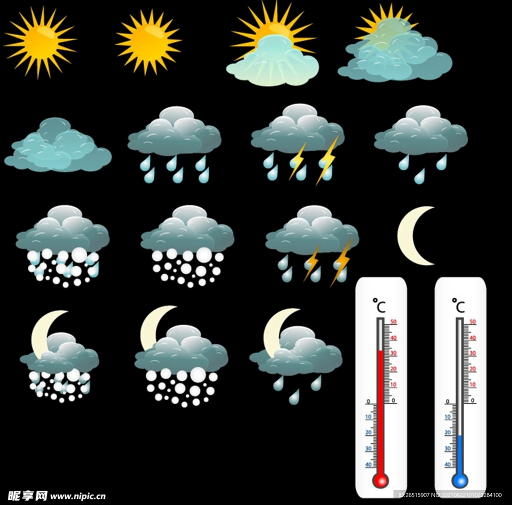 温度计与天气图标