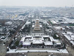 俯瞰大雁塔广场雪景