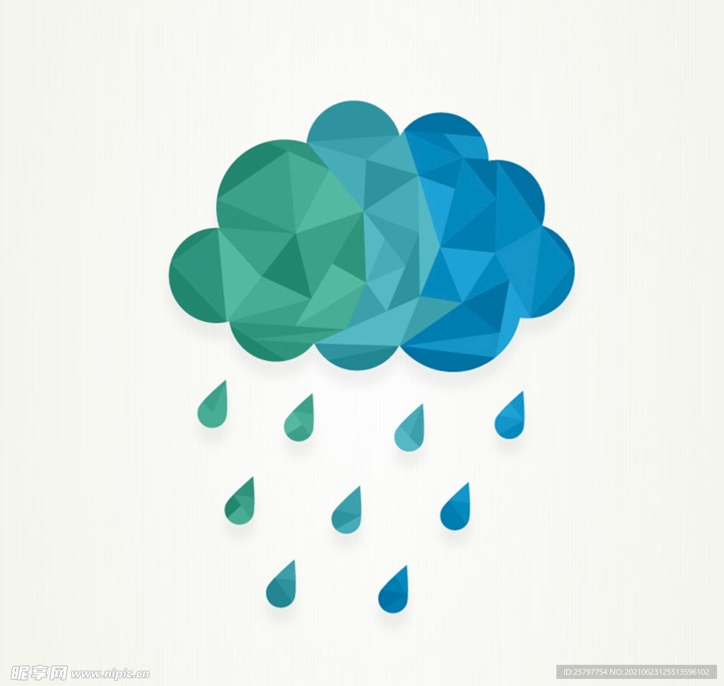 几何形下雨的云朵